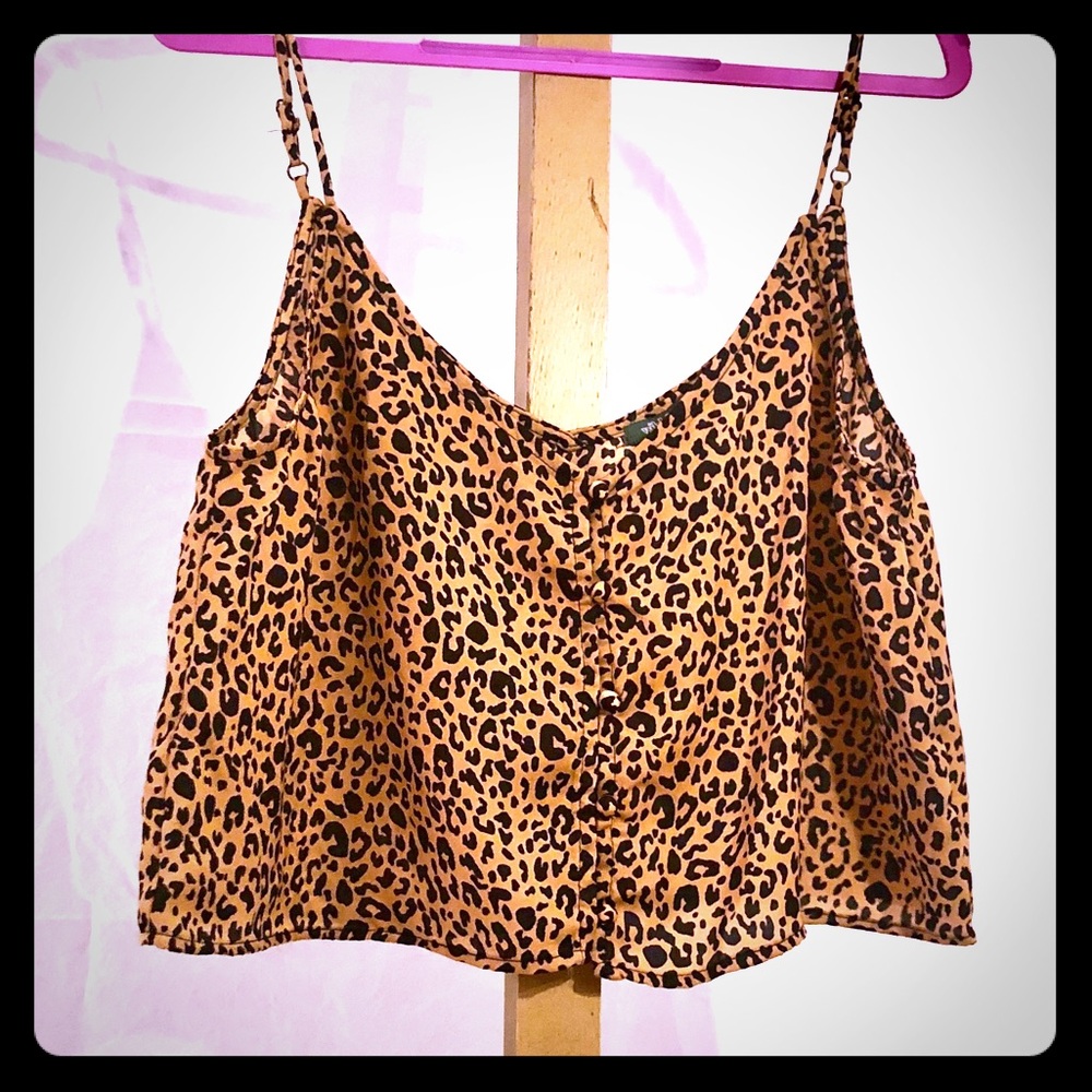 Leopard Cheetah Print Crop Top Shirt Medium
